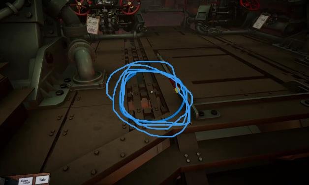 Cat standing next to the downstairs hatch in IRON NEST
