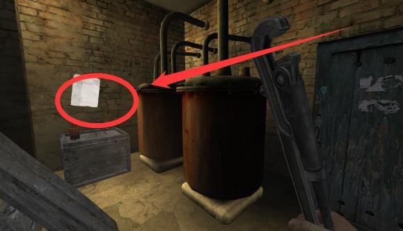 A closer view of the sixth collectible note inside the small room near the hopper car.